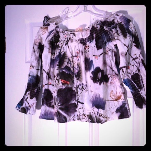 Japanese print Off shoulder Blouse - Picture 1 of 11